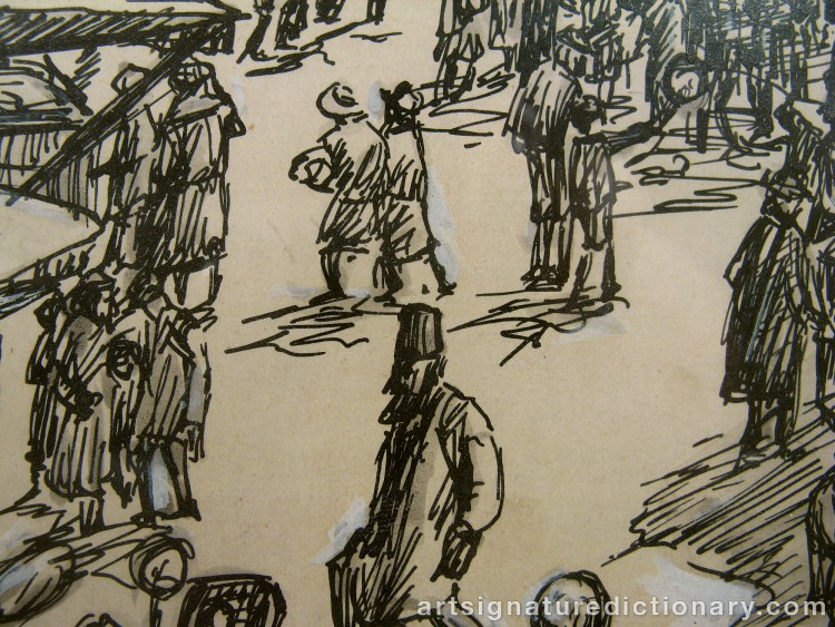 Close-up details showing Max LIEBERMANN signature forgery characteristics