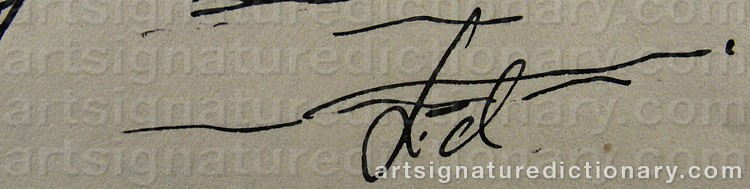 Authentic signature by Olof LINDEBLAD on  artwork