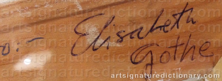 Authentic signature by Elisabeth GOTHE on  artwork