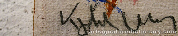 Authentic signature by Kjeld ULRICH on Painting/Watercolour artwork