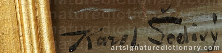 Authentic signature by Karel SEDIVY on  artwork