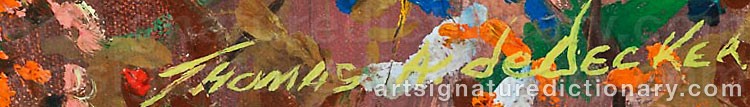Authentic signature by Thomas A. De DECKER on  artwork