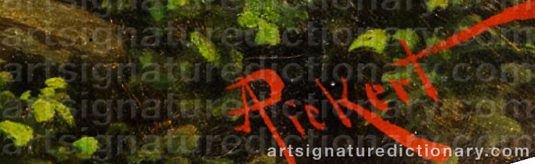 Authentic signature by Anton PICKERT on  artwork