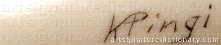 Authentic signature by K. PINGI on  artwork