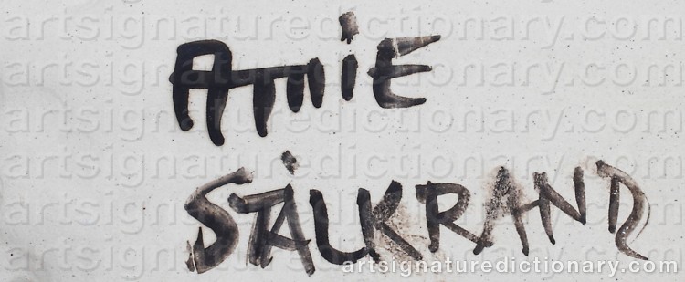 Authentic signature by Amie STÅLKRANTZ on artwork