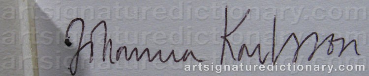 Authentic signature by Johanna KARLSSON on  artwork