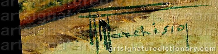 Authentic signature by Andrea MARCHISIO on  artwork