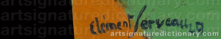 Authentic signature by Clément SERVEAU on  artwork