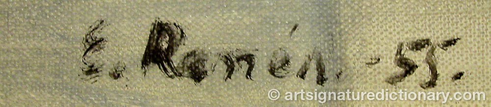 Authentic signature by Ebba Elisabeth RAMEN on  artwork