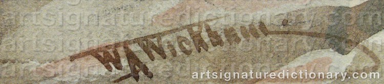 Authentic signature by W. A. WICKHAM on Painting/Watercolour artwork