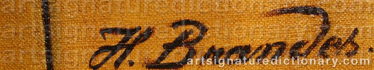 Authentic signature by Hans Heinrich BRANDES on  artwork