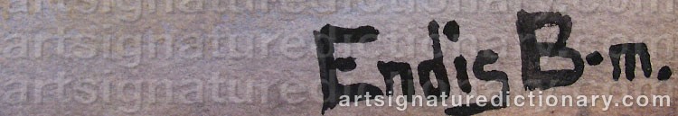 Authentic signature by Endis BERGSTRÖM on  artwork