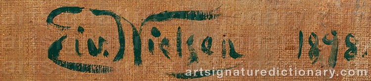 Authentic signature by Eivind NIELSEN on  artwork