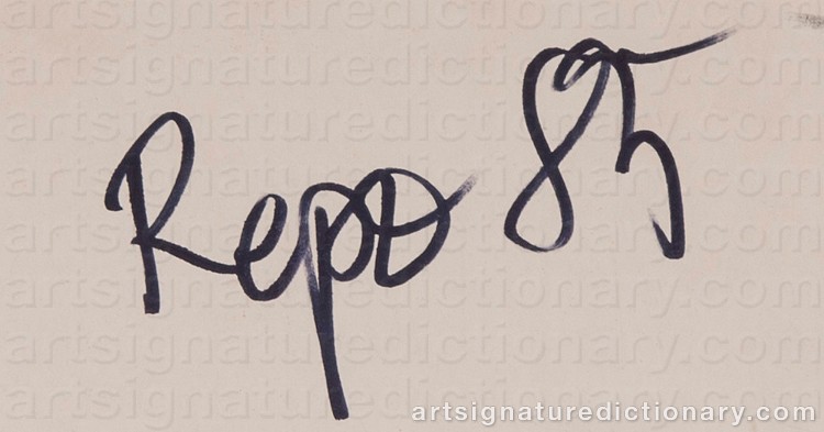 Authentic signature by Liisa REPO on Painting/Watercolour artwork