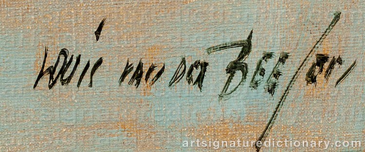 Authentic signature by Louis Van Der BEESEN on Painting/Watercolour artwork