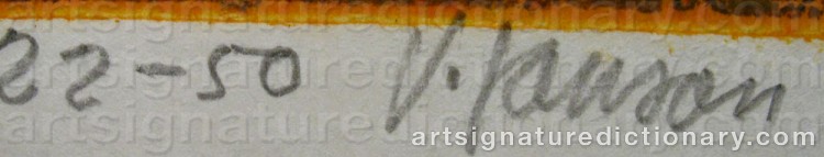 Authentic signature by Vide JANSON on Drawing/Graphic/Print artwork