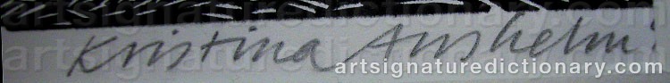Authentic signature by Kristina ANSHELM on  artwork