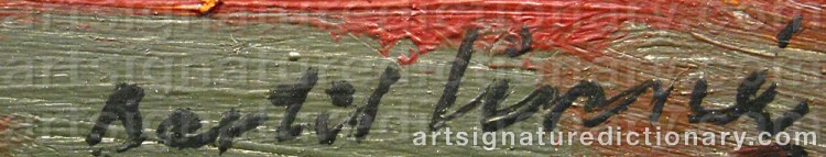 Authentic signature by Bertil LINNÉ on artwork