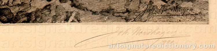 Authentic signature by Johan NORDHAGEN on  artwork