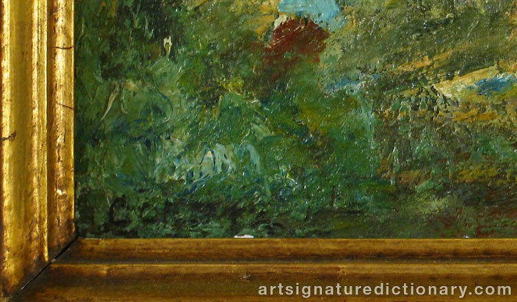 Close-up details showing Jean Baptiste Camille COROT signature forgery characteristics