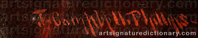 Authentic signature by John (Jay) Campbell PHILLIPS on Painting/Watercolour artwork