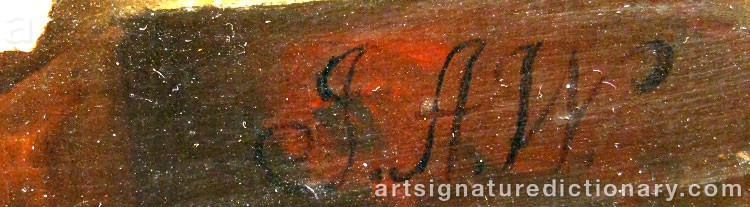 Authentic signature by Johann Amandus WINK on artwork