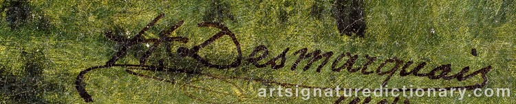 Authentic signature by Charles Hippolyte DESMARQUAIS on  artwork