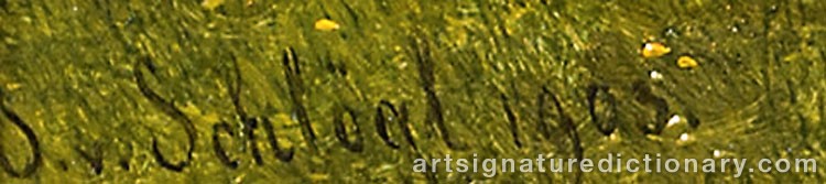 Authentic signature by Josef Von SCHLÖGL on  artwork