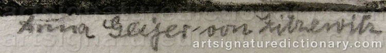 Authentic signature by Annie Geijer Von ZITZEWITZ on  artwork