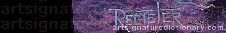 Authentic signature by John REGISTER on  artwork