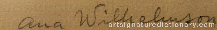 Authentic signature by Ana WILHELMSON-LAGERMAN on  artwork