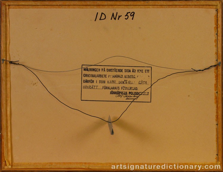 Close-up details showing Harald WIBERG signature forgery characteristics