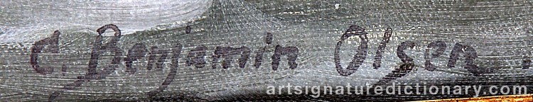 Authentic signature by Christian Benjamin OLSEN on Painting/Watercolour artwork