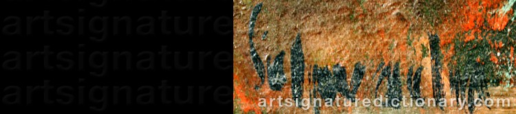 Authentic signature by George The Younger SCHWACHA on  artwork