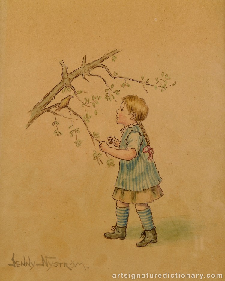 Close-up details showing Jenny NYSTRÖM signature forgery characteristics