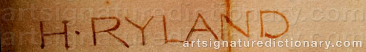 Authentic signature by Henry RYLAND on  artwork