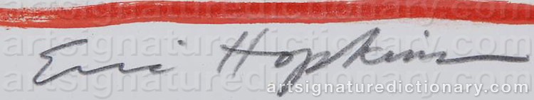 Authentic signature by Eric HOPKINS on  artwork