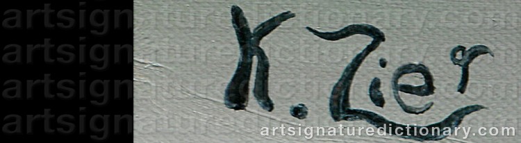Authentic signature by Ken ZIER on artwork