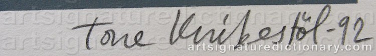 Authentic signature by Tone KNIBESTÖL on  artwork