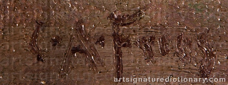 Authentic signature by Charles Arthur FRIES on Painting/Watercolour artwork