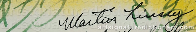 Authentic signature by Martin LINSEY on  artwork