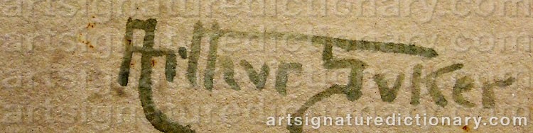 Authentic signature by Arthur SUKER on  artwork