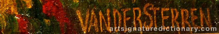 Authentic signature by John VAN DER STERREN on  artwork