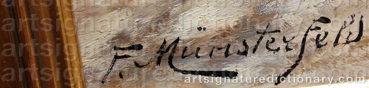 Authentic signature by F. MÜNSTERFELDT on  artwork