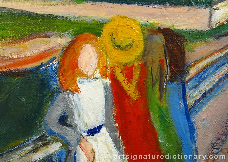 Close-up details showing Edvard MUNCH signature forgery characteristics