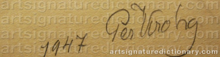 Authentic signature by Per KROHG on artwork