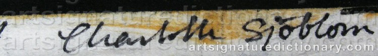 Authentic signature by Charlott SJÖBLOM on  artwork