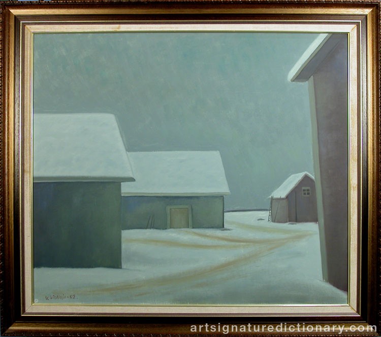 Close-up details showing Veikko VIONOJA signature forgery characteristics