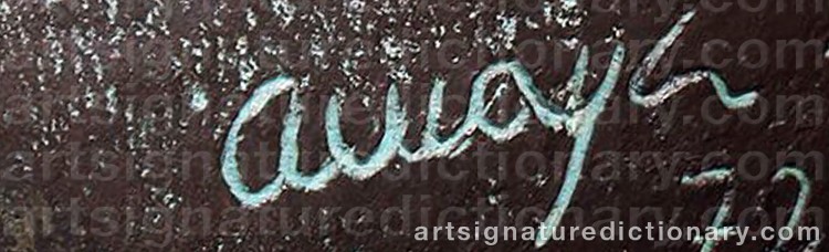 Authentic signature by Armando AMAYA on Painting/Watercolour artwork