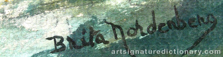 Authentic signature by Brita NORDENBERG on Painting/Watercolour artwork